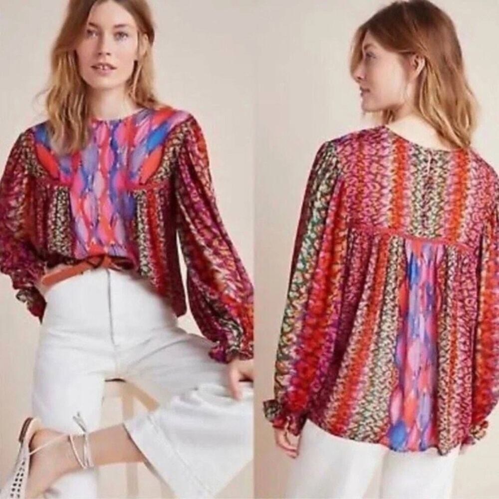 Blank London Miranda Pink Peasant Blouse size small missing button